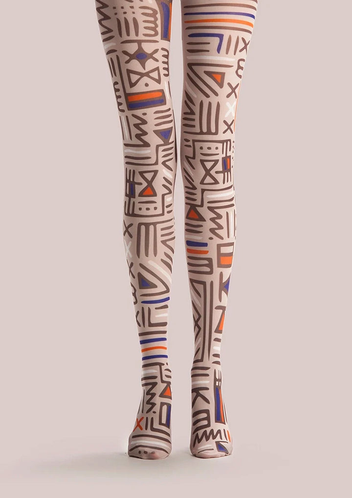 Women Archaic Symbol Retro Art Print Tights Hosiery Pantyhose