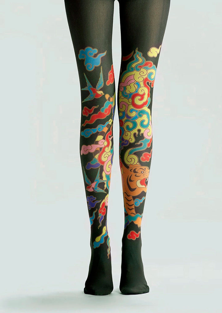 Women Wild Tiger Totem Animal Graphic Print Tights Pantyhose