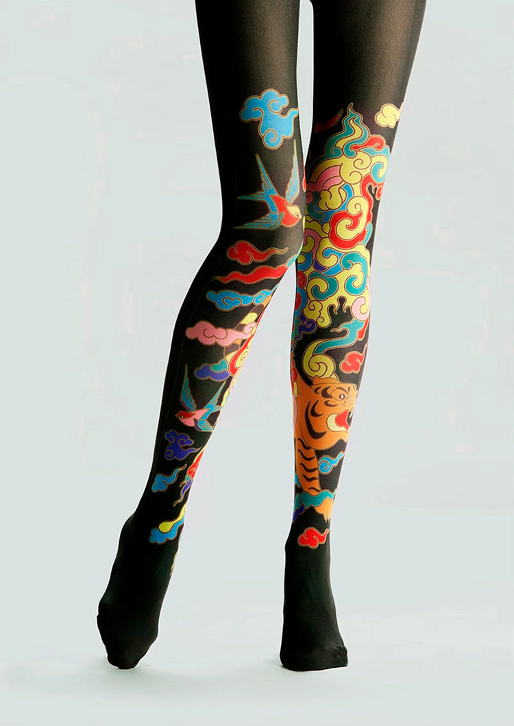 Women Wild Tiger Totem Animal Graphic Print Tights Pantyhose