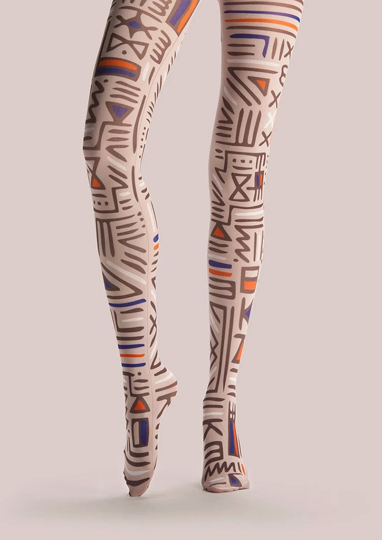 Women Archaic Symbol Retro Art Print Tights Hosiery Pantyhose