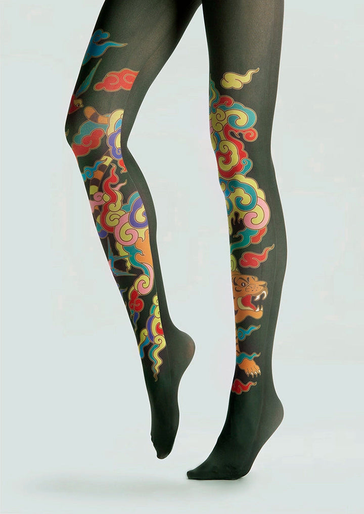 Women Wild Tiger Totem Animal Graphic Print Tights Pantyhose