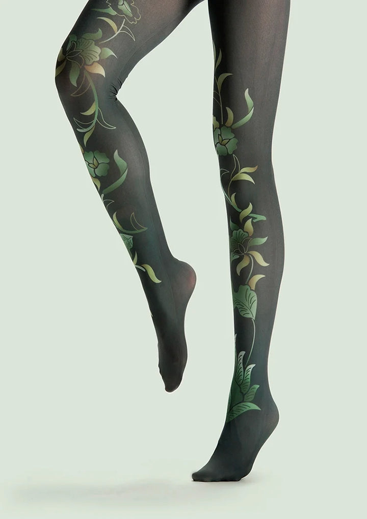 Forest Print Tights Hosiery Pantyhose