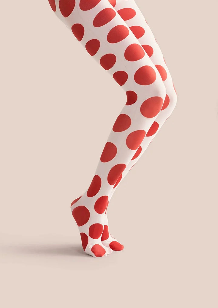 Women Red Polka Dot Pattern Print Tights and Hosiery Pantyhose