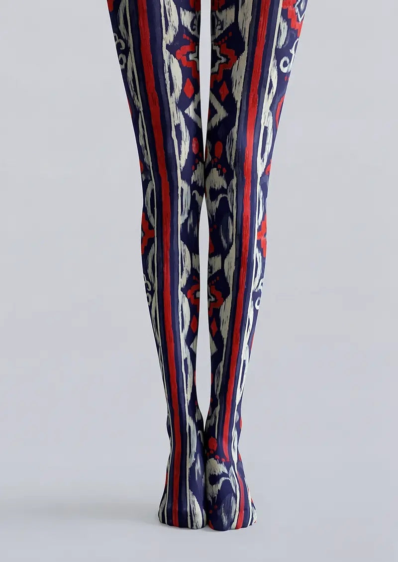 Women Warp And Weft Labyrinth Print Tights Hosiery Pantyhose
