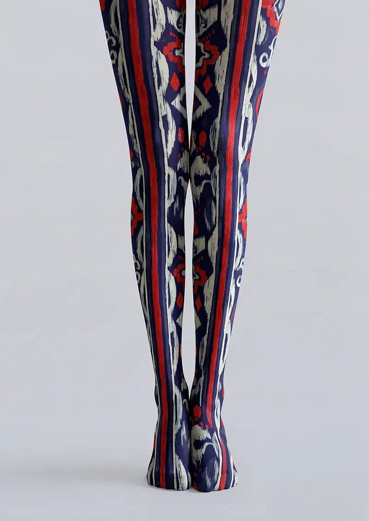 Women Warp And Weft Labyrinth Print Tights Hosiery Pantyhose