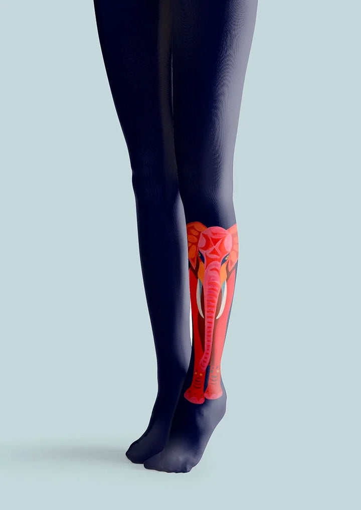 Women Red Elephant Cute Animal Graphic Art Tights Pantyhose