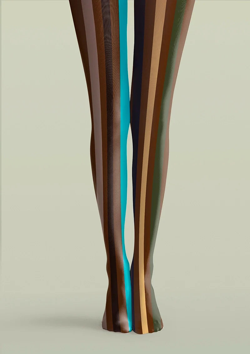 Women Dust Light Stripes Patterned Tights Hosiery Pantyhose