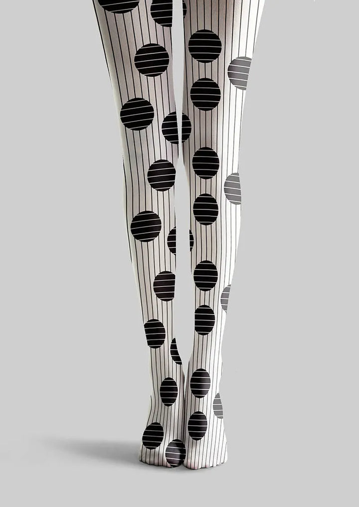 Women Pop Art Monochrome Polka Dots Print Tights Pantyhose