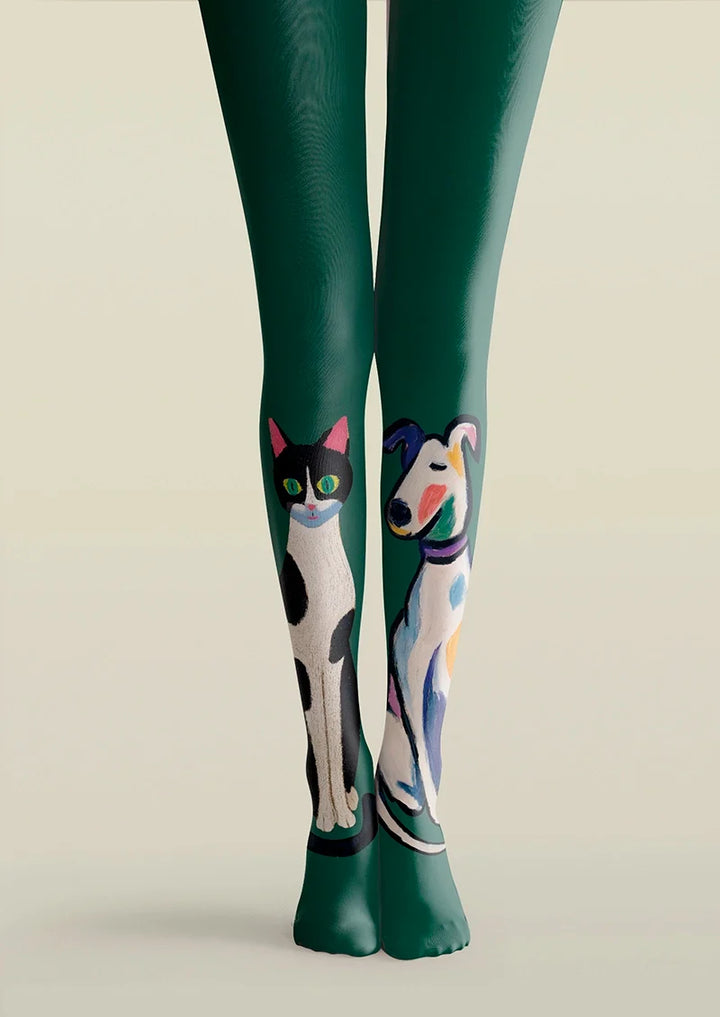 Women Cat and Dog Animal Chromatic Graphic Tights Pantyhose