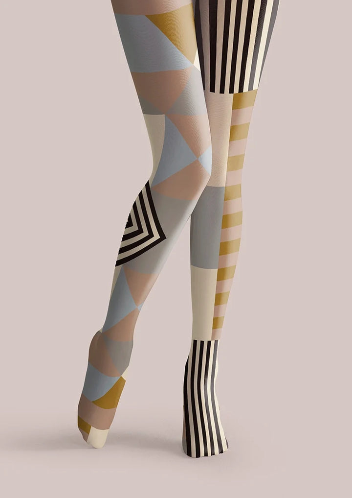 Women Bauhaus Steps Geometric Graphic Tights Pantyhose