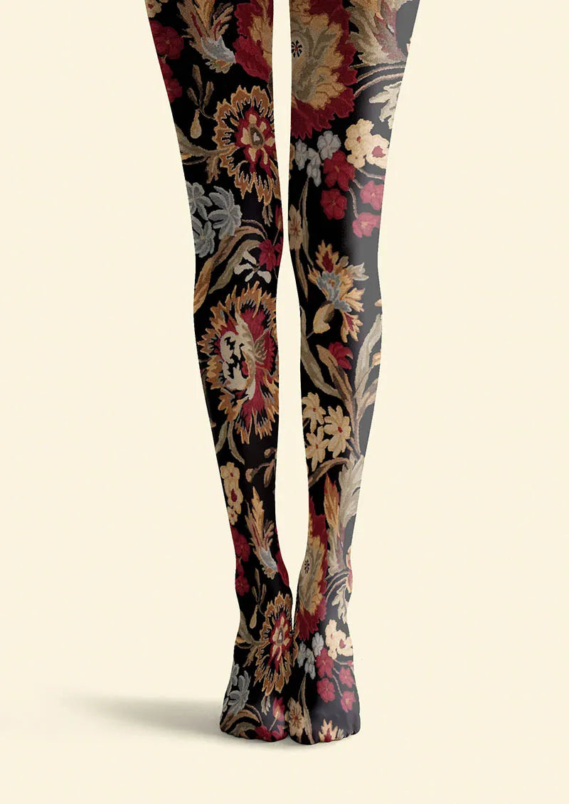 Women Floral Pattern Vintage Garden Tights Hosiery Pantyhose