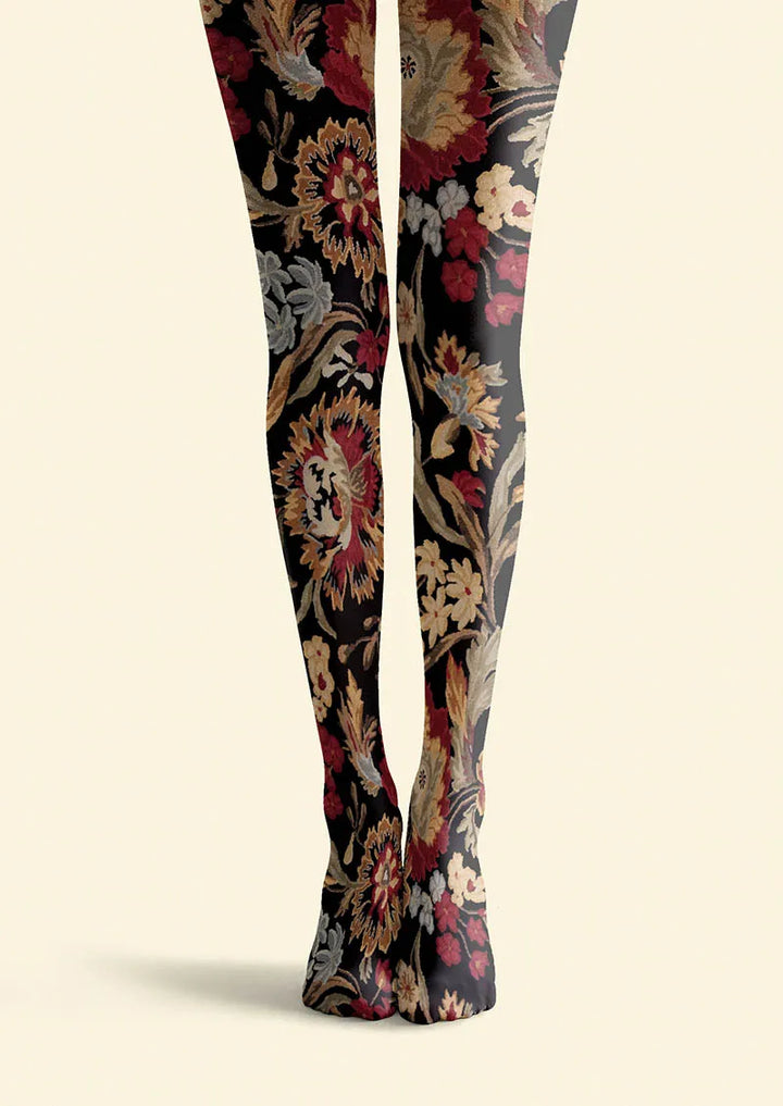 Women Floral Pattern Vintage Garden Tights Hosiery Pantyhose