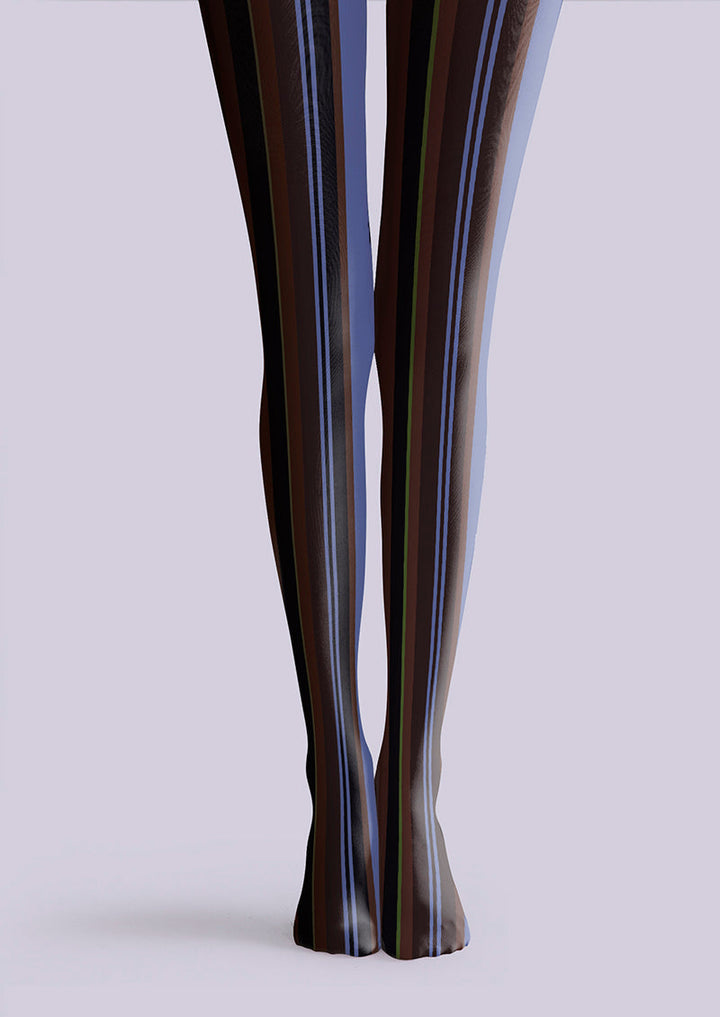 Women Dark Purple Vintage Stripes Tights Hosiery Pantyhose