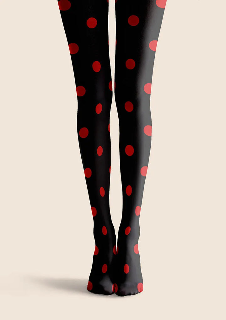 Christmas Retro Polka Red Tights Hosiery Pantyhose