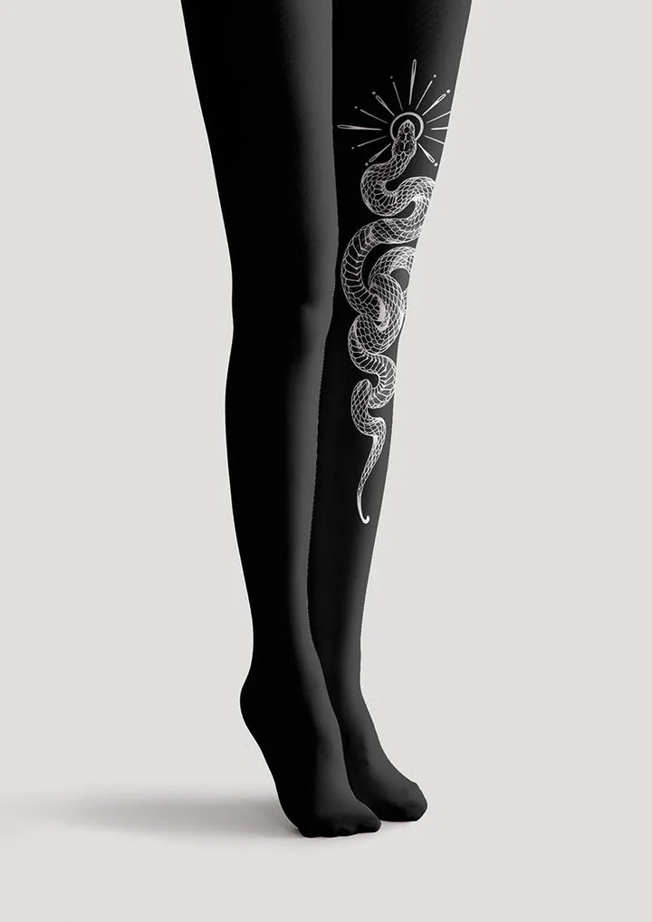 Women Bohemian Serpent Snake Animal Pattern Tights Pantyhose