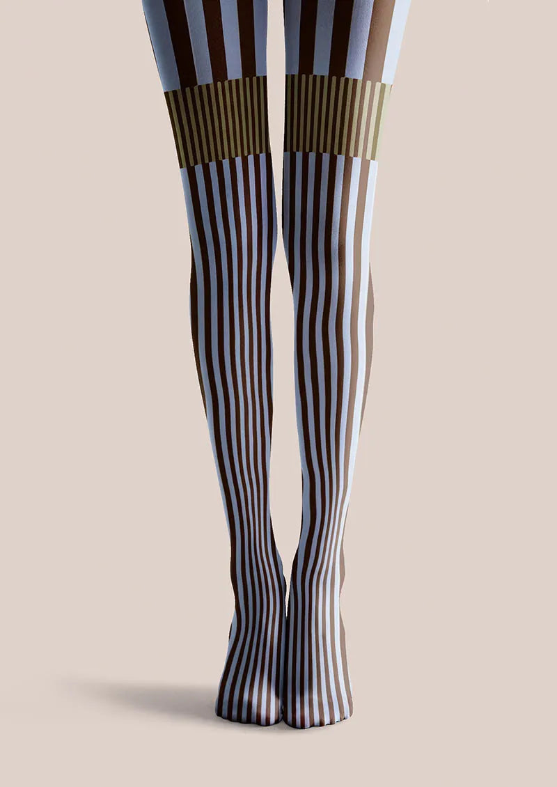 Women Geometric Art Retro Wave Printed Tights Hosiery Pantyhose