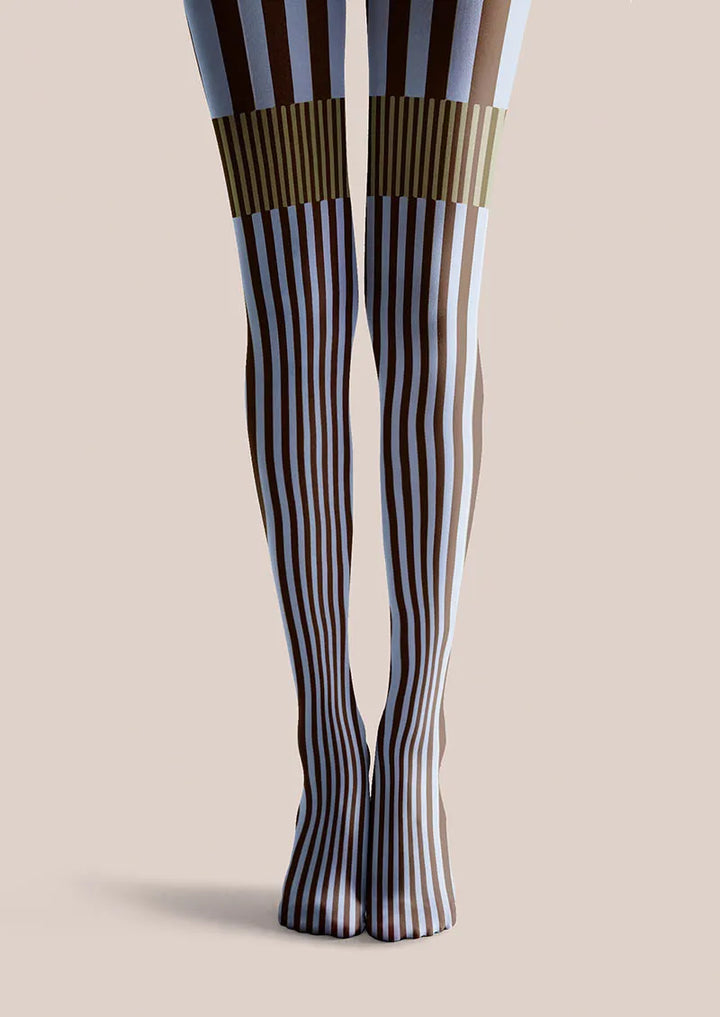 Women Retro Wave Geometric Art Printed Tights Pantyhose