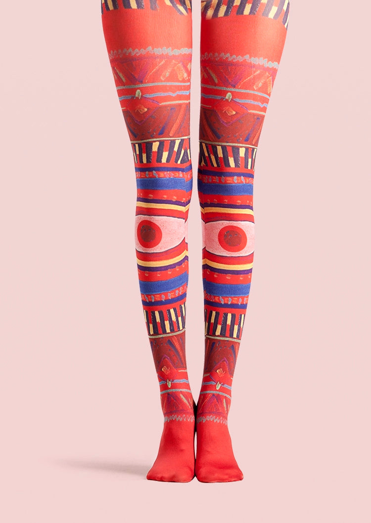 Women Ethnic Boho Art Print Patterned Fashion Tights Pantyhose