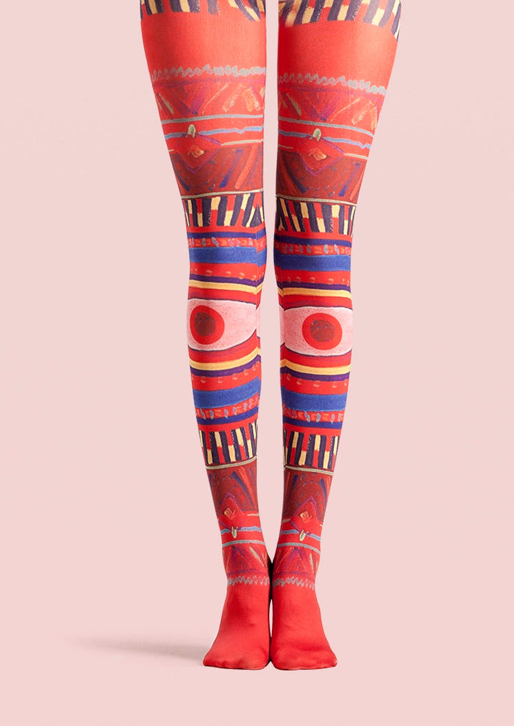 Women Ethnic Boho Art Print Patterned Fashion Tights Pantyhose