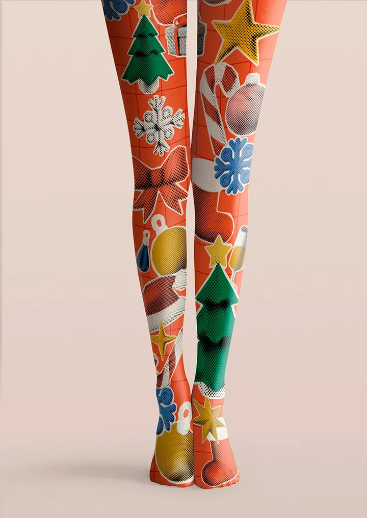 Christmas red collage Tights Hosiery Pantyhose
