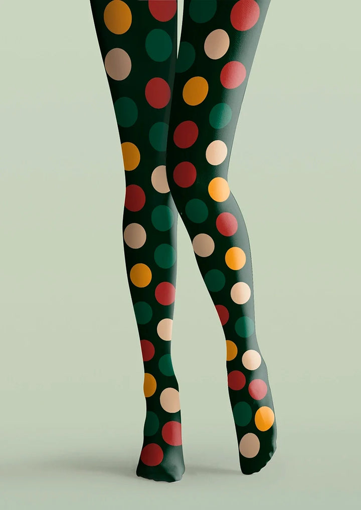 Christmas green polka dots Tights Hosiery Pantyhose