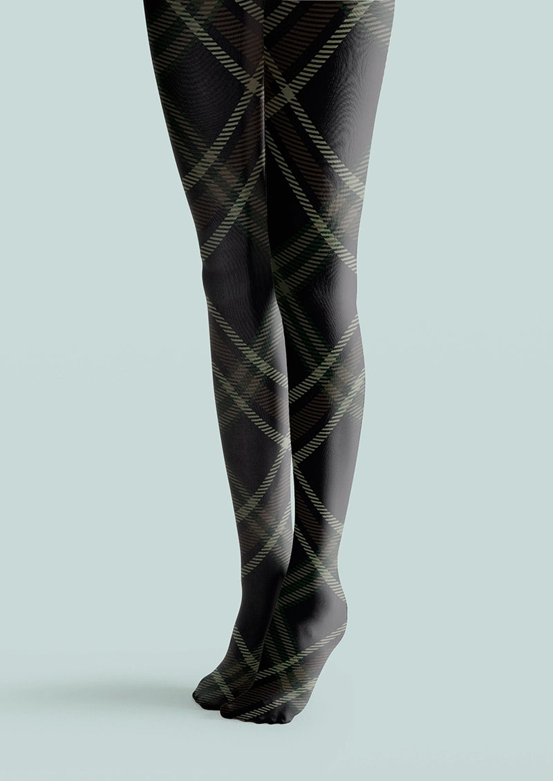 Women Darkness Check Plaid Printed Tights Hosiery Pantyhose