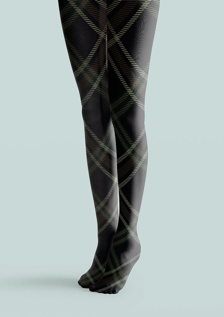 Women Darkness Check Plaid Printed Tights Hosiery Pantyhose