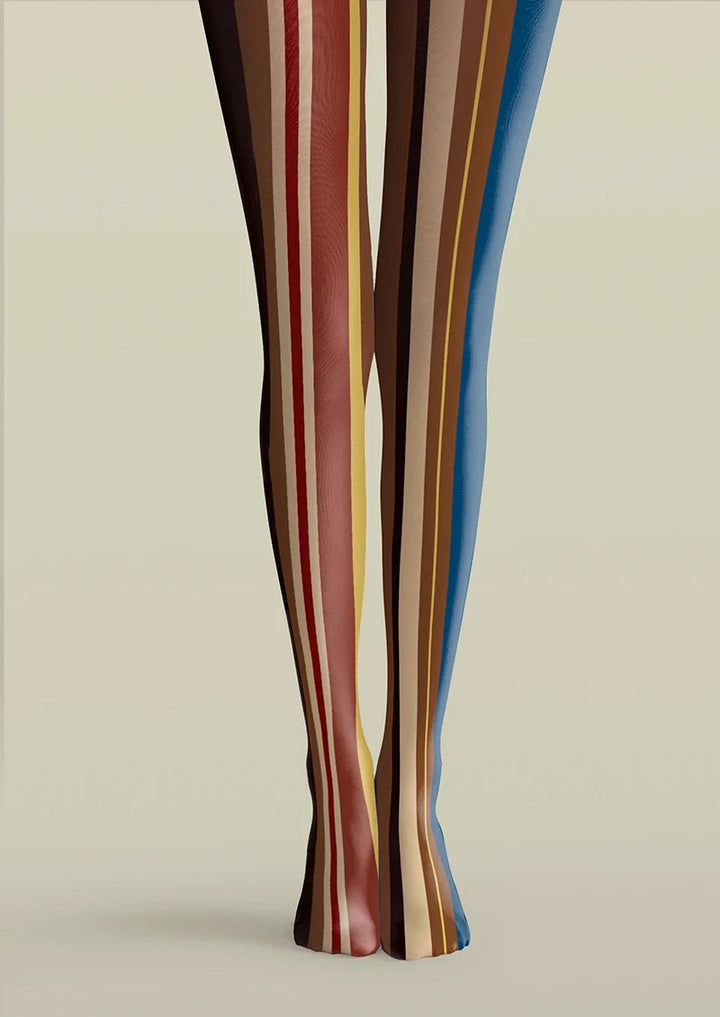 Women Yesterday Rhythm Retro Striped Print Tights Pantyhose