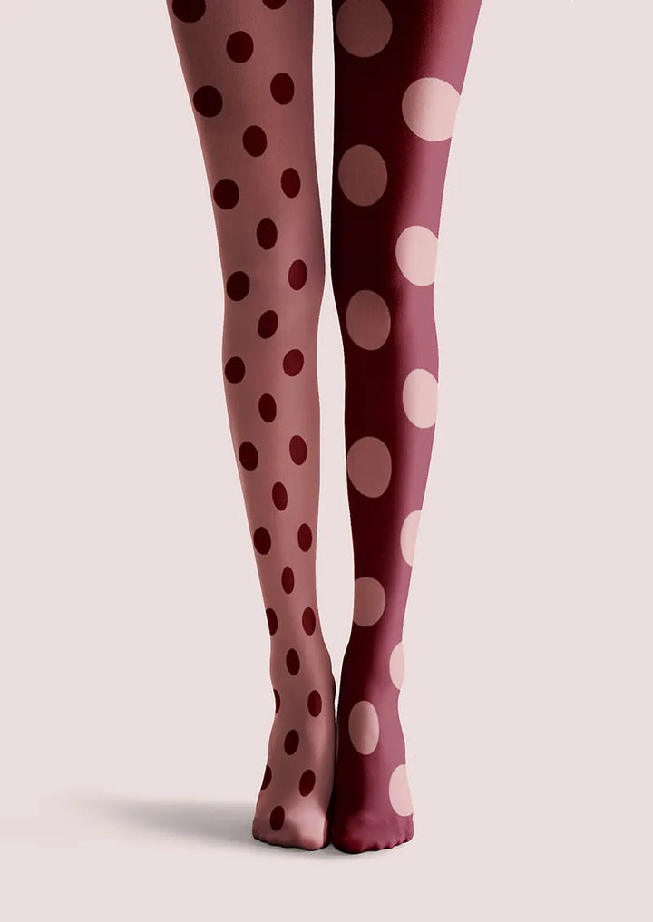 Burgundy Dots Tights Hosiery Pantyhose