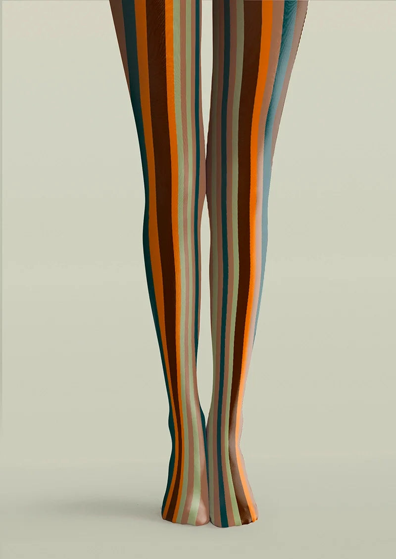 Women Rock Of Rhythm Striped Print Tights Hosiery Pantyhose