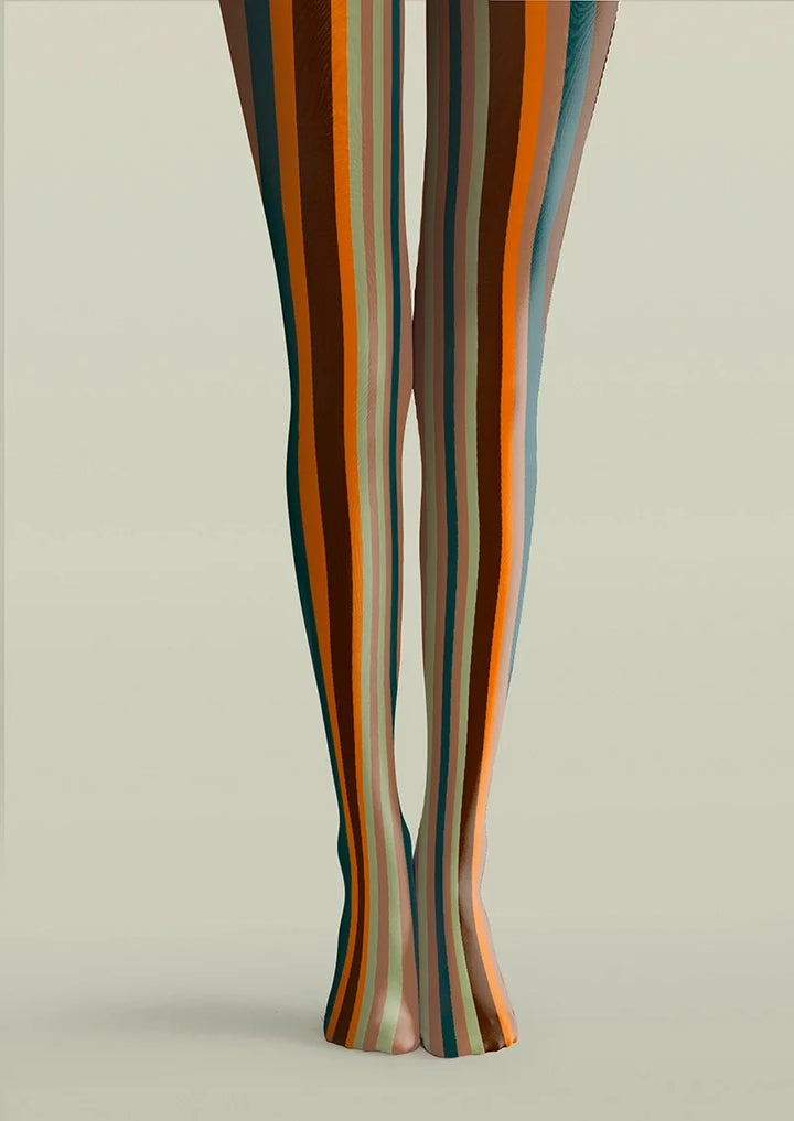 Women Rock Of Rhythm Striped Print Tights Hosiery Pantyhose