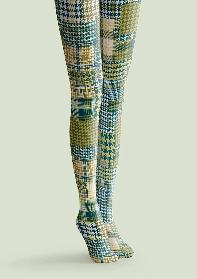 Women Patchwork Houndstooth Print Tights and Hosiery Pantyhose