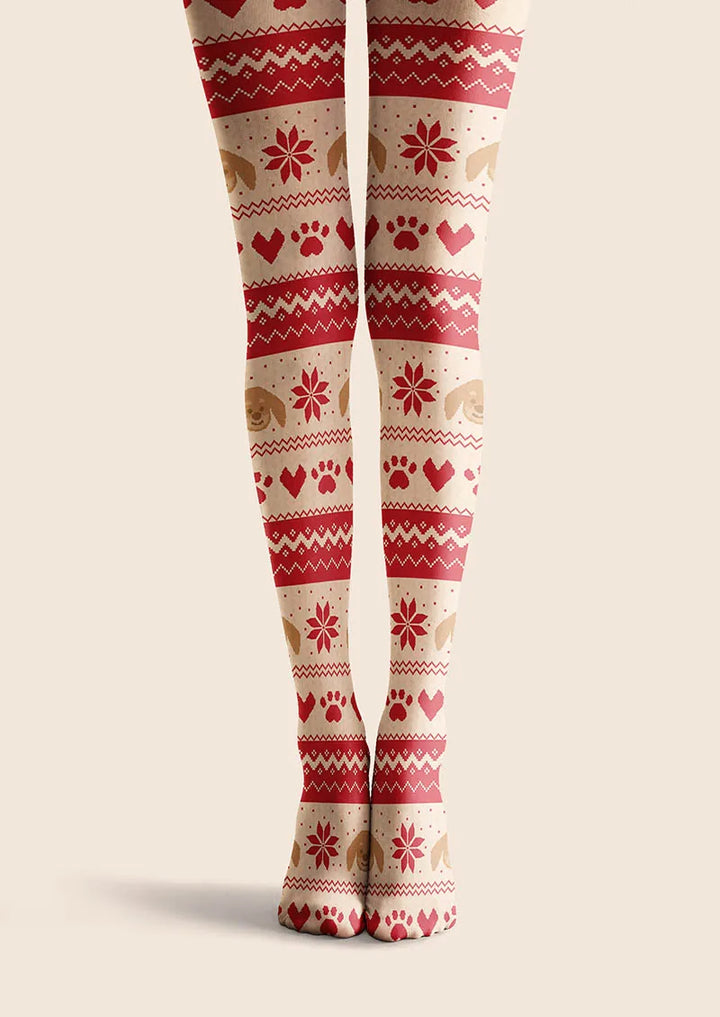 Red & White Christmas Tights Hosiery Pantyhose