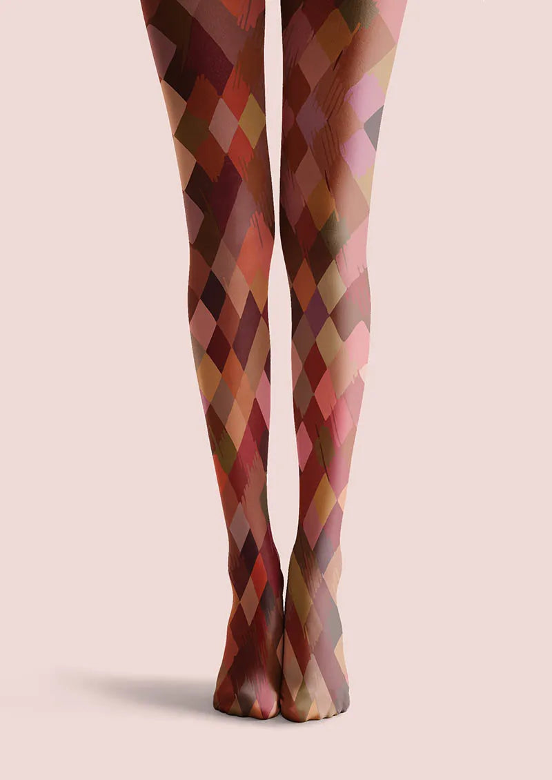 Women Geometric Art Arc Glow Graphic Print Tights Pantyhose