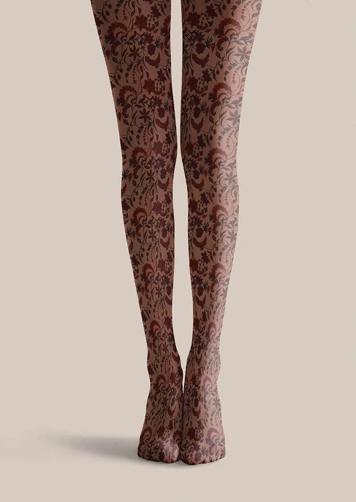 Women Floral Pattern Vintage Petals Tights Hosiery Pantyhose