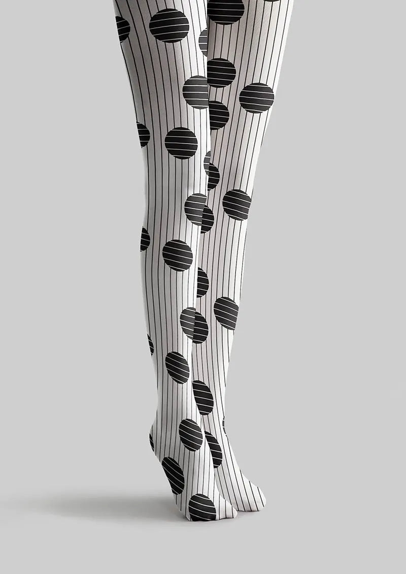 Women Pop Art Monochrome Polka Dots Print Tights Pantyhose