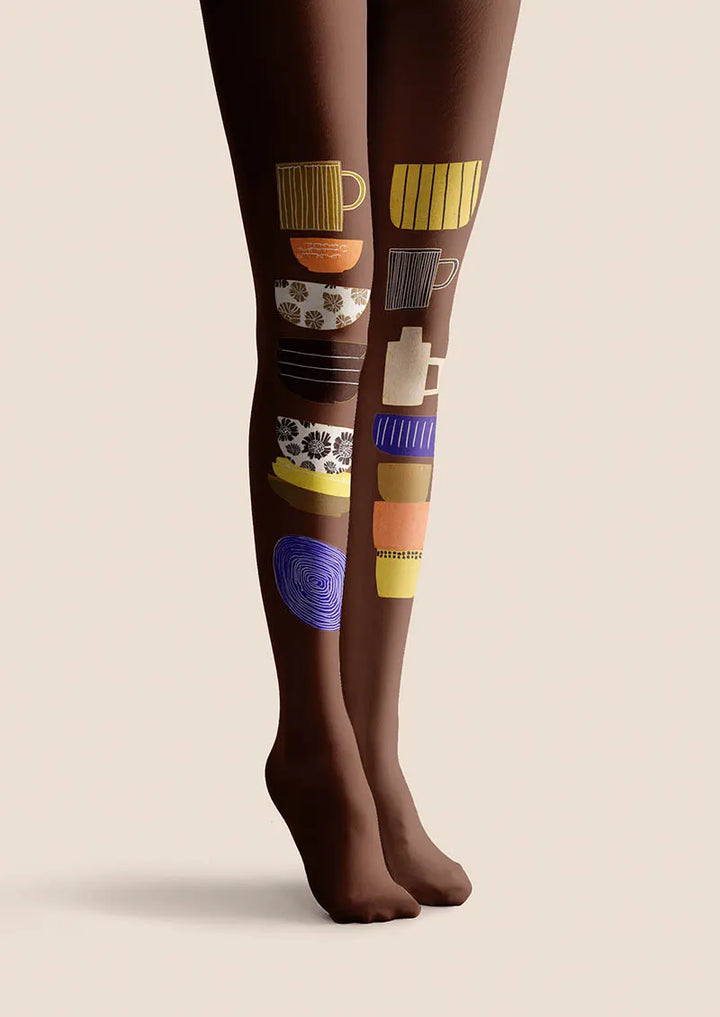 Fun Art Coffee Cup Fun Tights Hosiery Pantyhose
