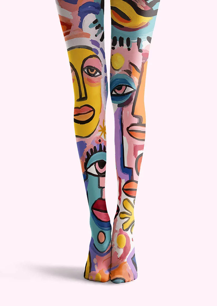 Women Abstract Art Picasso Form Print Tights Hosiery Pantyhose