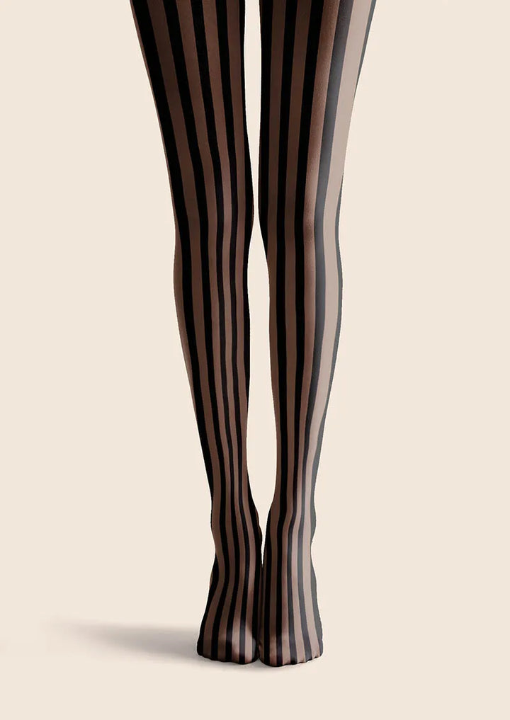 Mocha Vertical Stripes Tights Hosiery Pantyhose