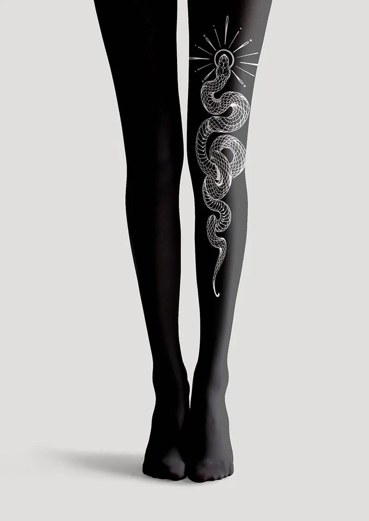 Women Bohemian Serpent Snake Animal Pattern Tights Pantyhose