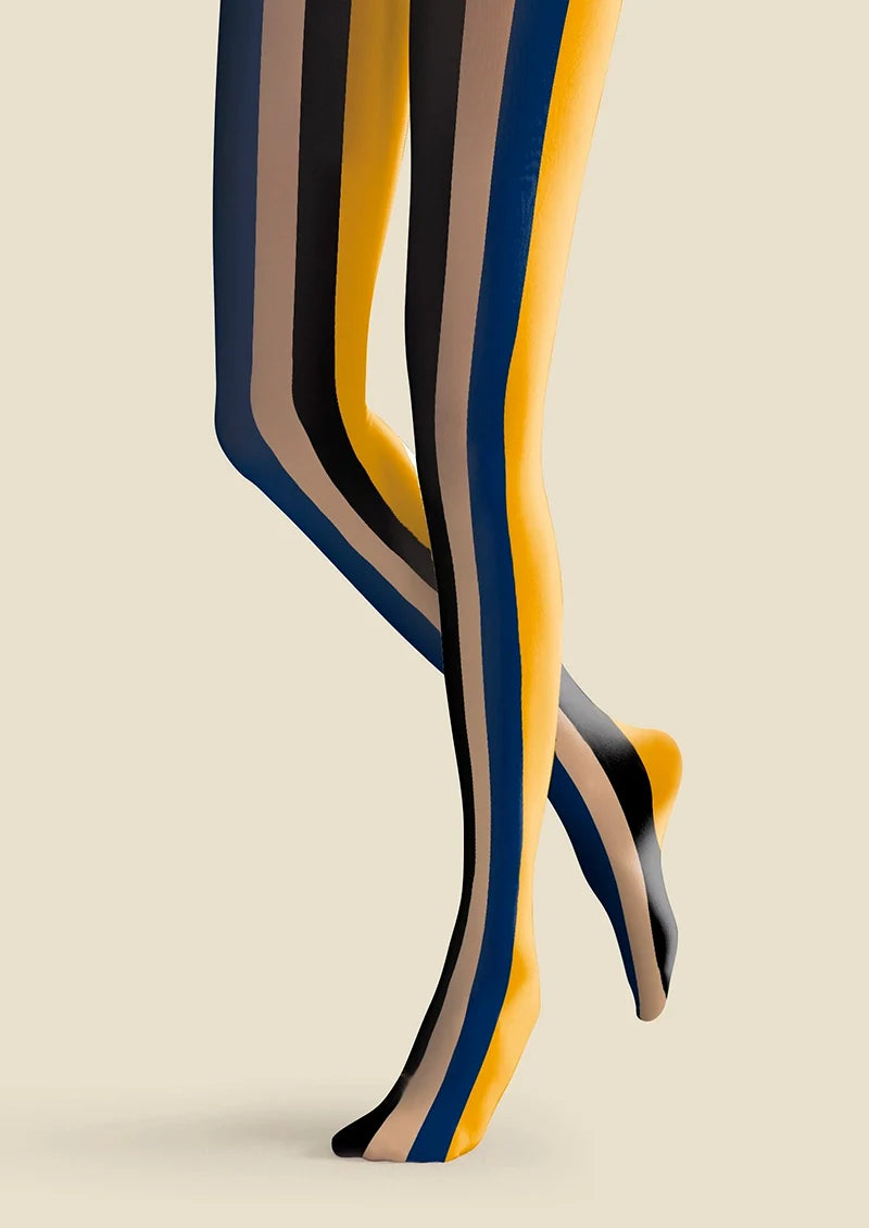 Women Modern Retro Striped Printed Tights Hosiery Pantyhose
