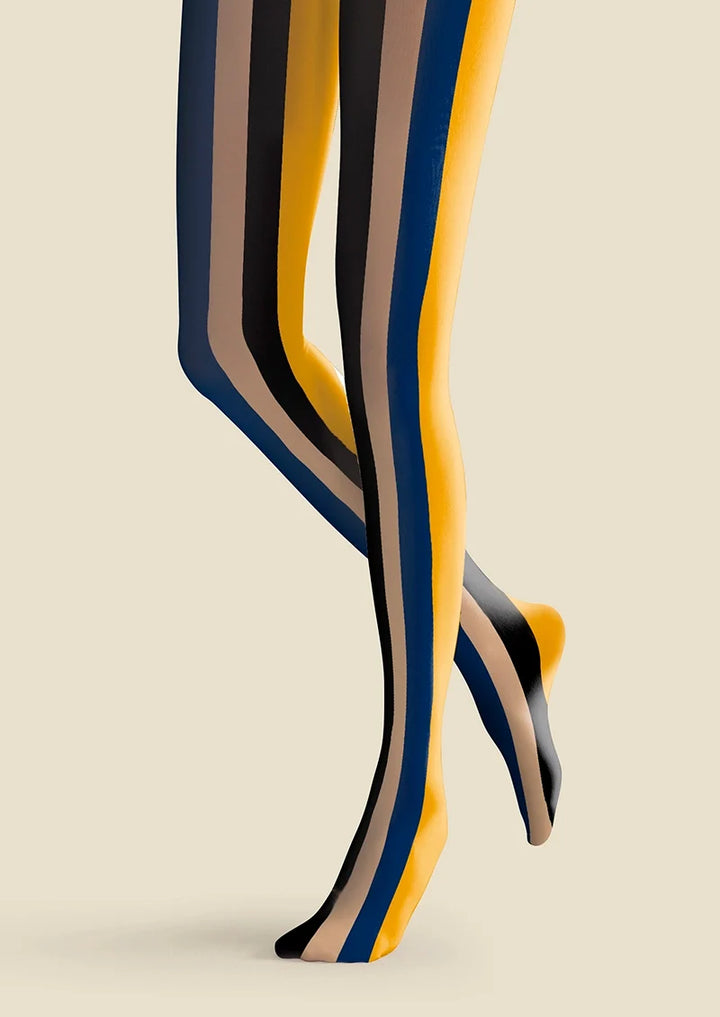 Women Modern Retro Striped Printed Tights Hosiery Pantyhose