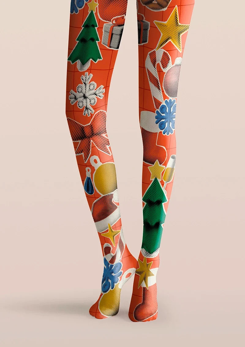 Christmas red collage Tights Hosiery Pantyhose