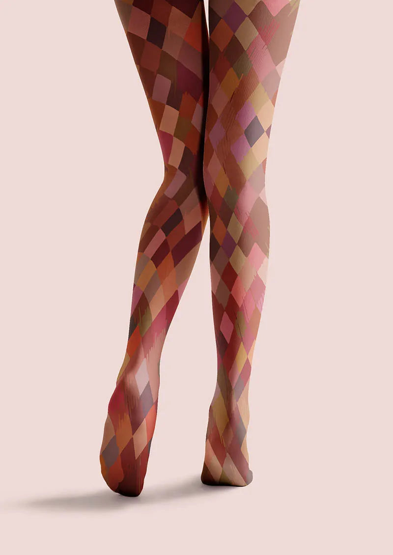 Women Geometric Art Arc Glow Graphic Print Tights Pantyhose