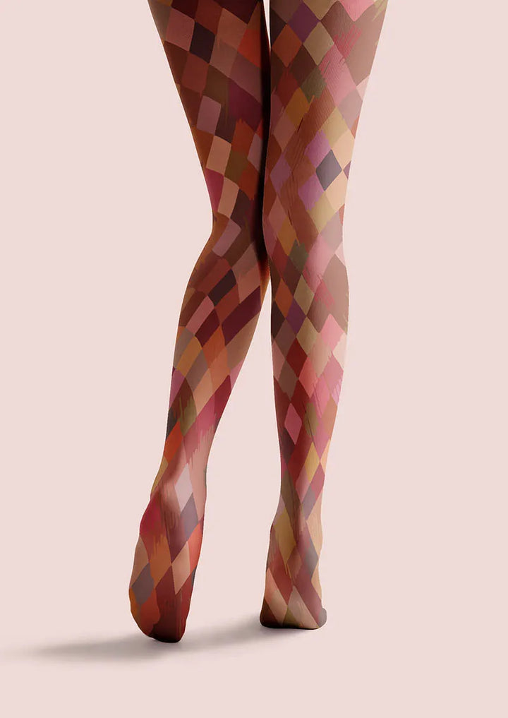 Women Geometric Art Arc Glow Graphic Print Tights Pantyhose