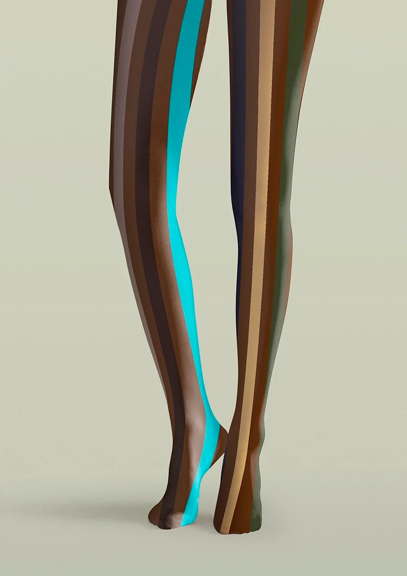 Women Dust Light Stripes Patterned Tights Hosiery Pantyhose