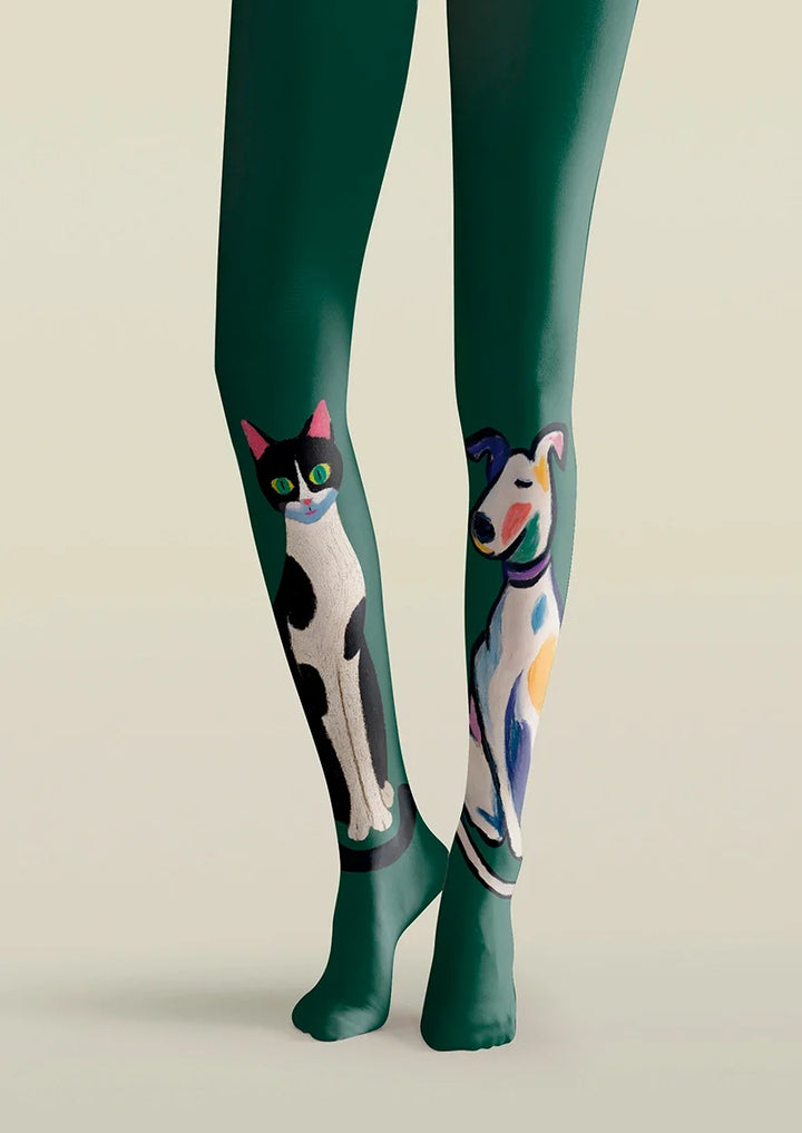 Women Cat and Dog Animal Chromatic Graphic Tights Pantyhose