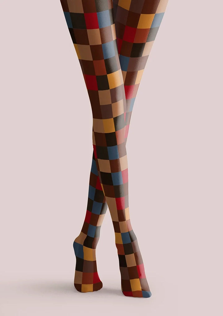 Women Terra-Cotta Plaid Printed Tights and Hosiery Pantyhose