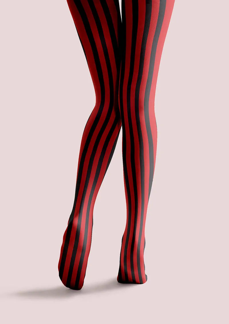 Electric Red Stripes Tights Hosiery Pantyhose
