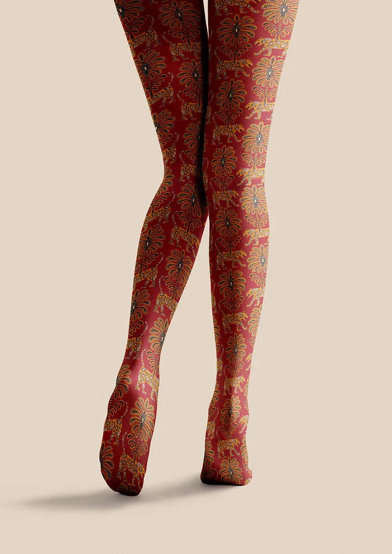 Women Elegant Baroque Gold Vintage Graphic Tights Pantyhose